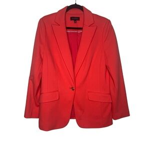 Talbots womens 12 cotton blend orange red gold button blazer career office retro